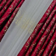 3pcs Elegant Window Curtains Set with Sheer – Maroon with Thunder Patch Design (Height 2.5m) Curtain Holdbacks
