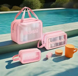 3pc Wash Bag Pouch Set with Wide Base