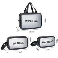 3pc Wash Bag Pouch Set with Wide Base Travel Accessories Toiletry Bags