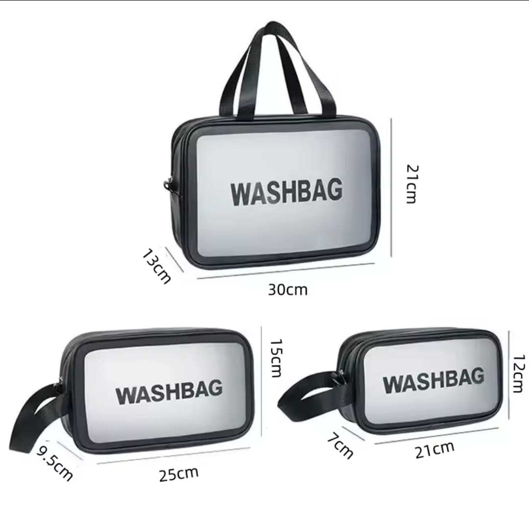3pc Wash Bag Pouch Set with Wide Base