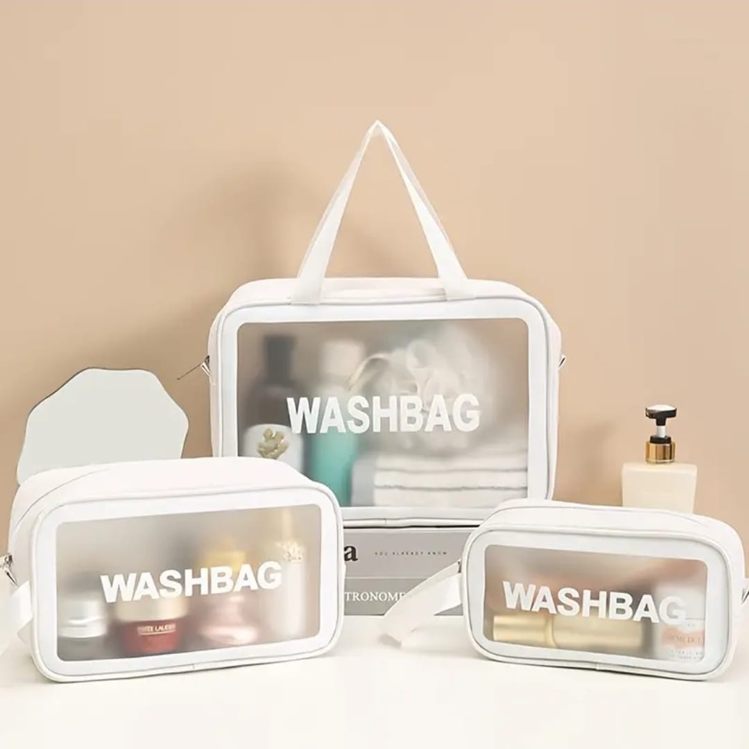 3pc Wash Bag Pouch Set with Wide Base