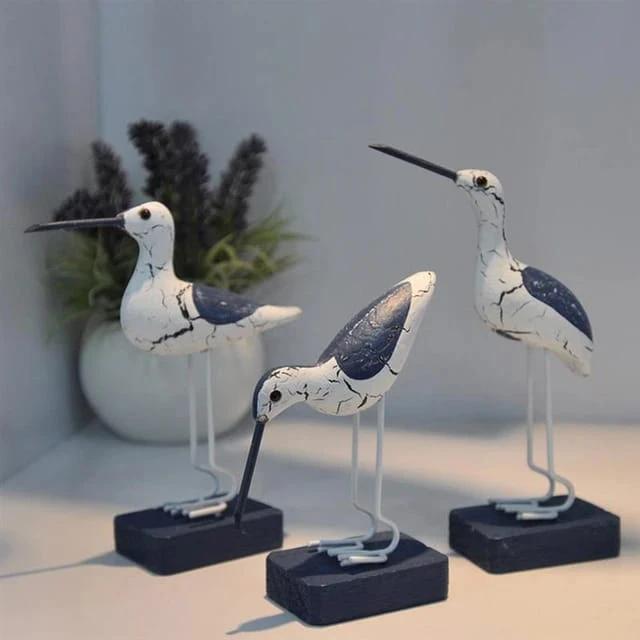 3pcs Wooden Seagulls Birds Nautical Figurine Decor Home Décor Figurines