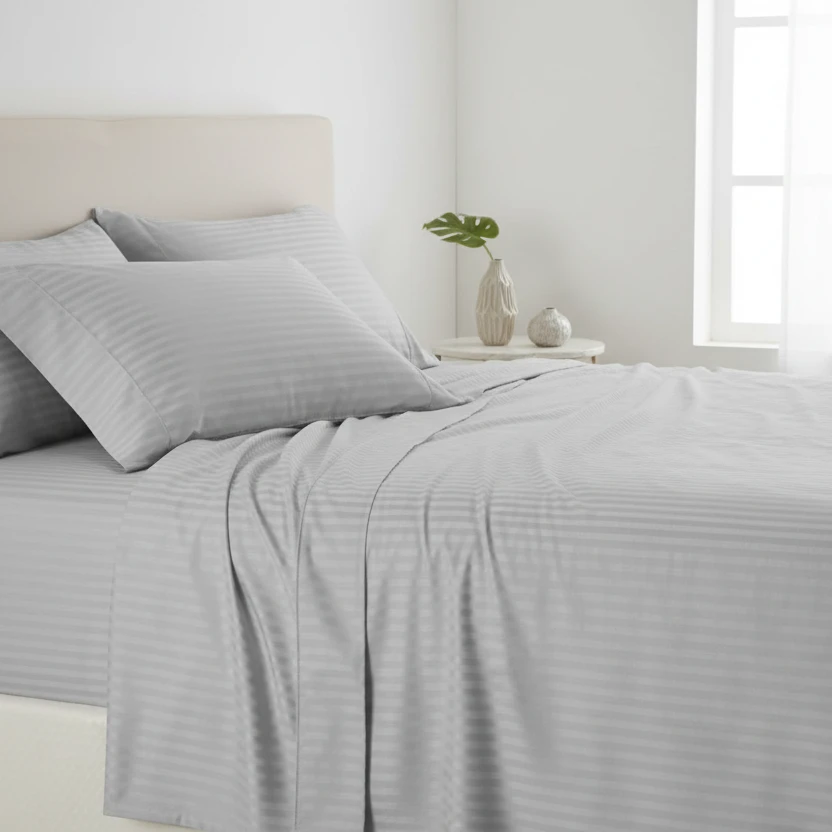Cotton Striped Bedsheet Set 6×6 bedding Bed Sheets