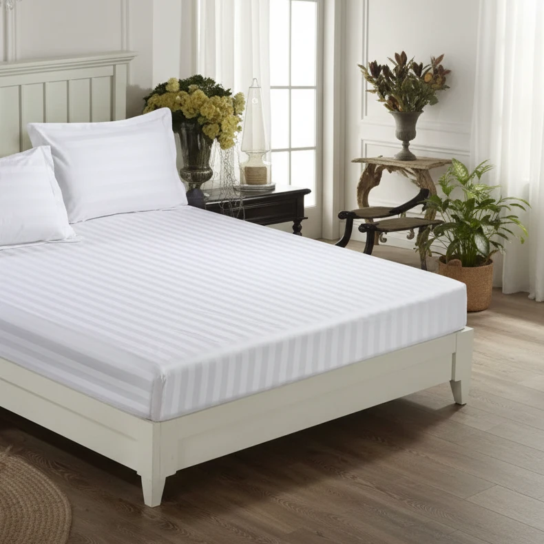 Cotton Striped Bedsheet Set 6×6 bedding Bed Sheets