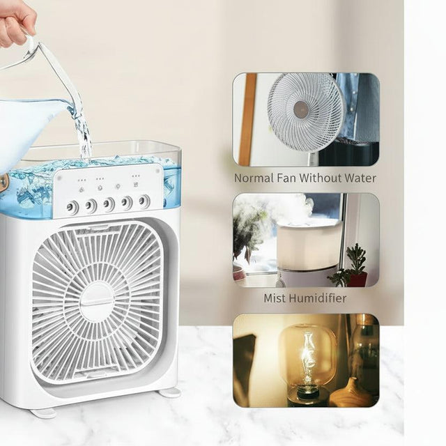 Portable Humidifier Air Cooler Fan with Mist and LED Light