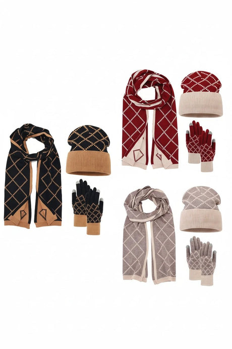Cashmere 3-in-1 Winter Set Hat Scarf and Gloves with Fleece Lining Valentine Clothing Accessories