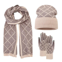 Cashmere 3-in-1 Winter Set Hat Scarf and Gloves with Fleece Lining Valentine Clothing Accessories