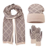 Cashmere 3-in-1 Winter Set Hat Scarf and Gloves with Fleece Lining Valentine Clothing Accessories