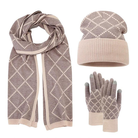 Cashmere 3-in-1 Winter Set Hat Scarf and Gloves with Fleece Lining Valentine Clothing Accessories