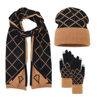 Cashmere 3-in-1 Winter Set Hat Scarf and Gloves with Fleece Lining Valentine Clothing Accessories
