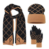 Cashmere 3-in-1 Winter Set Hat Scarf and Gloves with Fleece Lining Valentine Clothing Accessories