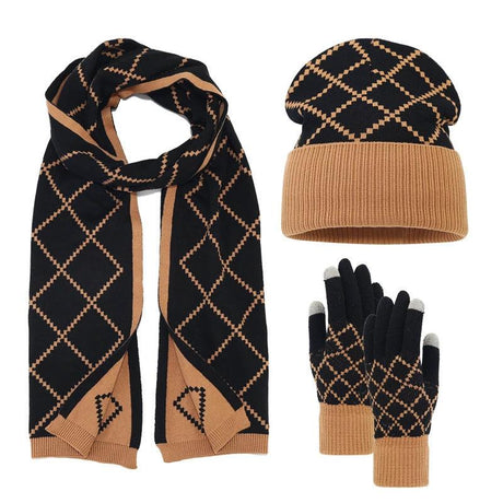 Cashmere 3-in-1 Winter Set Hat Scarf and Gloves with Fleece Lining Valentine Clothing Accessories