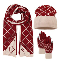 Cashmere 3-in-1 Winter Set Hat Scarf and Gloves with Fleece Lining Valentine Clothing Accessories