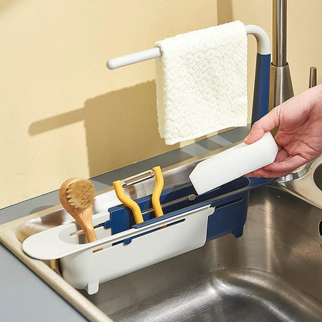 Telescopic Sink Shelf Kitchen Organizer Soap & Sponge Drain Rack Sink accessories Sink Caddies