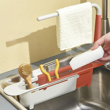 Telescopic Sink Shelf Kitchen Organizer Soap & Sponge Drain Rack Sink accessories Sink Caddies