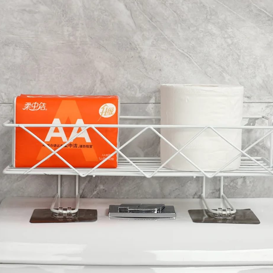 Bathroom Toilet Rack Wrought Iron Wall Organizer Black