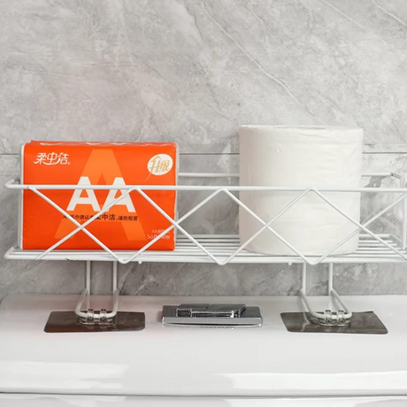 Bathroom Toilet Rack Wrought Iron Wall Organizer Black