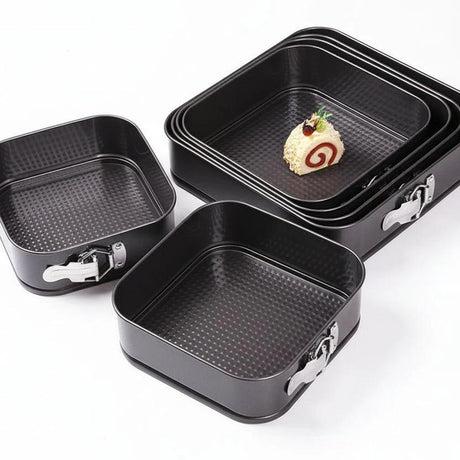 Square Baking Tins Set 6pcs Non-Stick Carbon Steel with Removable Base Bakeware Cake Pans & Molds