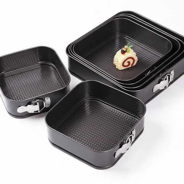 Square Baking Tins Set 6pcs Non-Stick Carbon Steel with Removable Base Bakeware Cake Pans & Molds