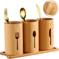 4 in 1 Eco-Friendly Bamboo Cutlery Organizer Flatware Trays