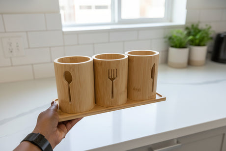 4 in 1 Eco-Friendly Bamboo Cutlery Organizer