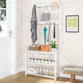 Multifunctional Bamboo Entryway Shoe Rack with Hooks and Storage Bamboo rack