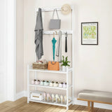 Multifunctional Bamboo Entryway Shoe Rack with Hooks and Storage Bamboo rack
