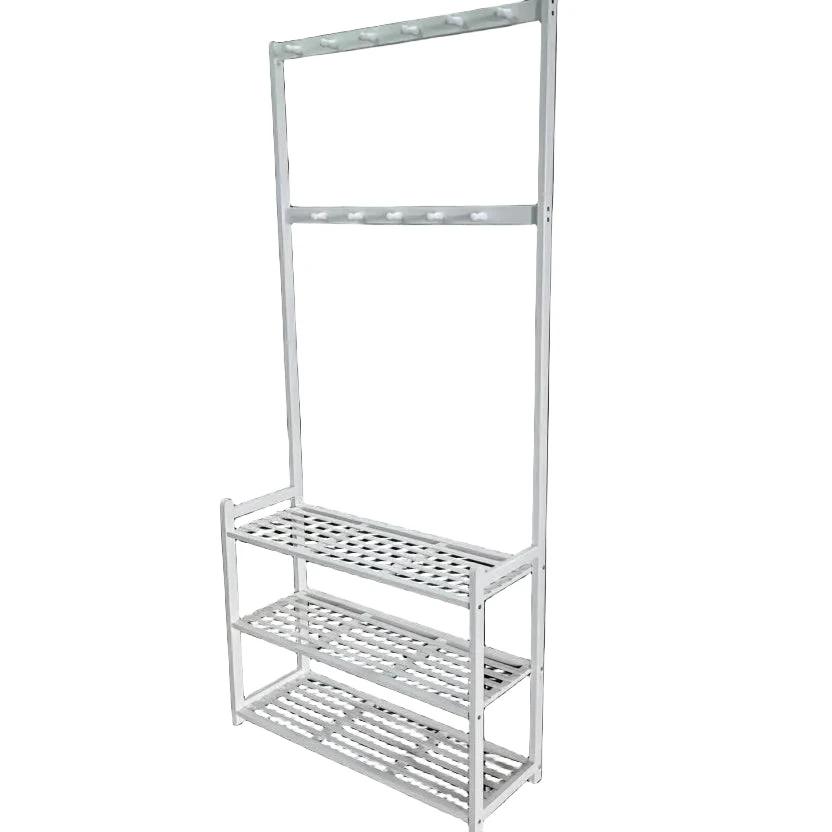 Multifunctional Bamboo Entryway Shoe Rack with Hooks and Storage Bamboo rack