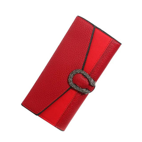 Ladies Long Tri-Fold PU Leather Wallet with Card Slots