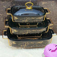3pcs White & Gold Ceramic Chaffing Dish Set chafing dishes Chafing Dishes
