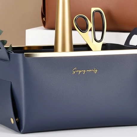 Multifunction PU Leather Collapsible Sundries Storage Basket Organizer Desk organizer Household Storage Containers