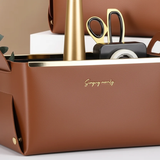 Multifunction PU Leather Collapsible Sundries Storage Basket Organizer Desk organizer Household Storage Containers