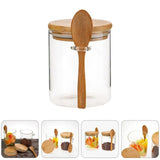 Glass Spice Storage Canister with Wooden Spoon Airtight 420ml Spices storage can Food Storage Containers