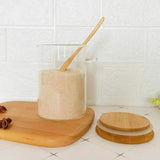 Glass Spice Storage Canister with Wooden Spoon Airtight 420ml Spices storage can Food Storage Containers