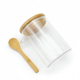 Glass Spice Storage Canister with Wooden Spoon Airtight 420ml Spices storage can Food Storage Containers