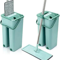 Flat Vertex Self Squeeze Mop with Bucket Hand-Free Wringing Dry mop Mops