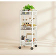 Foldable Round Rotating 3-Tier Metallic Storage Rack with Wheels