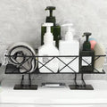 Bathroom Toilet Rack Wrought Iron Wall Organizer Black Bathroom organiser Wall-Mounted Caddies