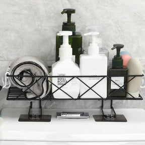 Bathroom Toilet Rack Wrought Iron Wall Organizer Black Bathroom organiser Wall-Mounted Caddies