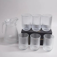 Glass Water Set Jug with 6 Drinking Glasses Tableware Set Drinkware Serving Pitchers & Carafes
