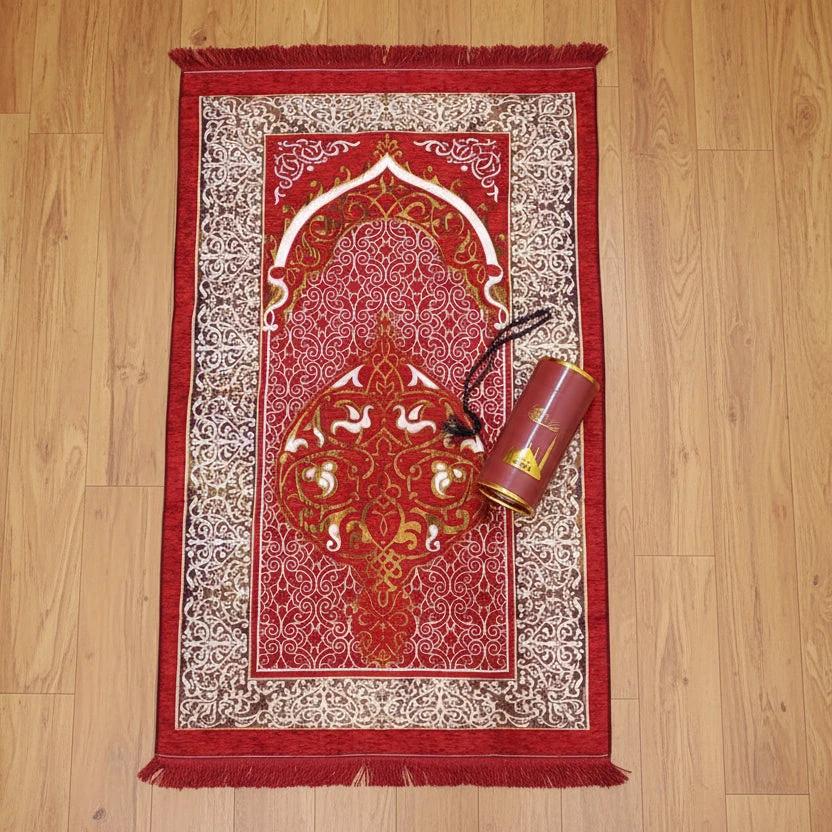 3 in 1 Portable Prayer Mat Set with Tasbih and Storage Cylinder Prayer mat Religious Items