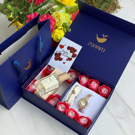 Valentine’s Ladies Gift Set with Watch Perfume Bracelet and Roses