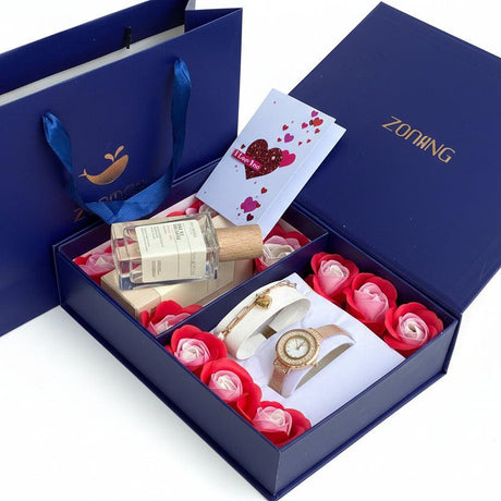 Valentine’s Ladies Gift Set with Watch Perfume Bracelet and Roses