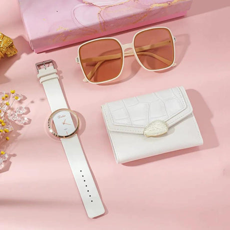3Pcs Luxury Women’s Watches Gift Set Quartz Watch Sunglasses Wallet with Gift Box Gift set Jewelry Sets
