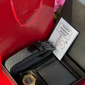 Valentines Men Gift Set with Engraved Watch Belt and Wallet Valentine nen gift Outfit Sets