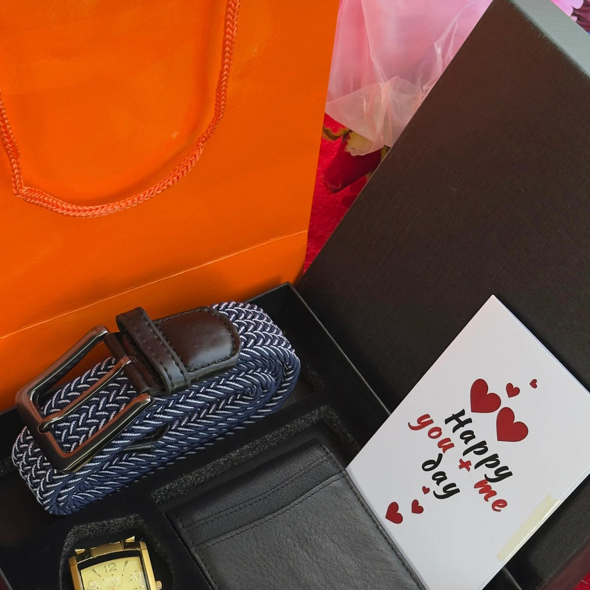 Valentines Men Gift Set with Engraved Watch Belt and Wallet Valentine nen gift Outfit Sets