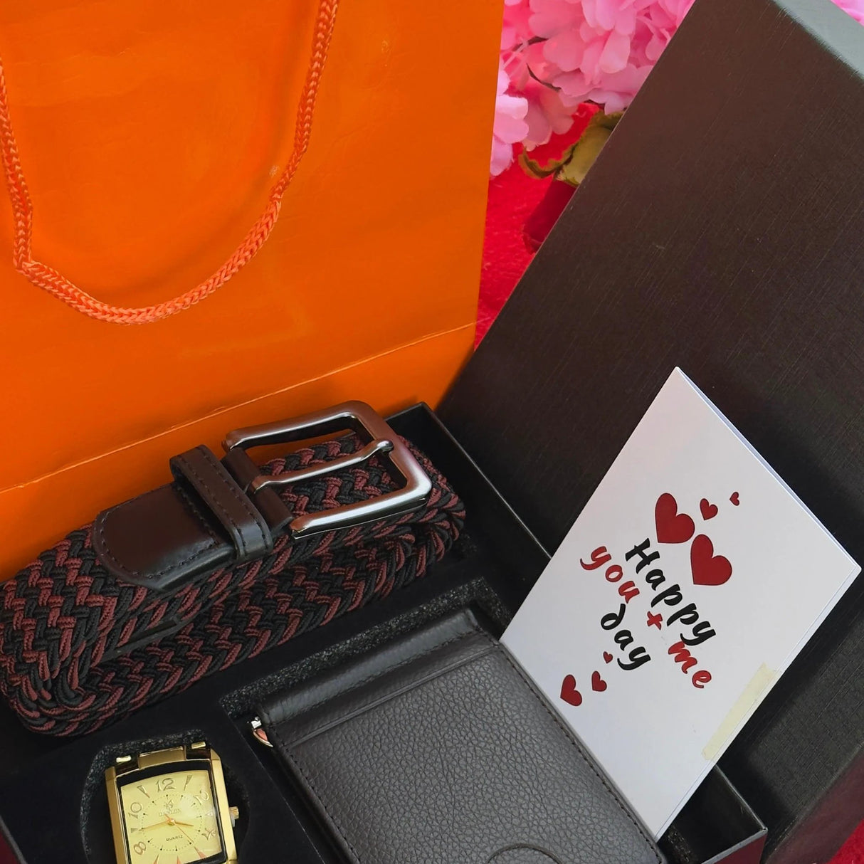 Valentines Men Gift Set with Engraved Watch Belt and Wallet Valentine nen gift Outfit Sets