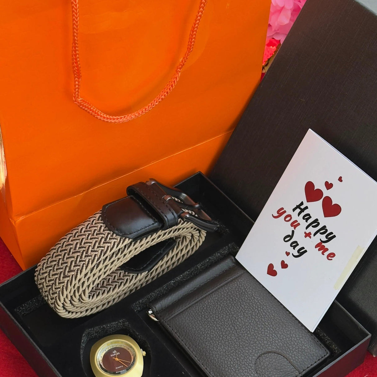 Valentines Men Gift Set with Engraved Watch Belt and Wallet Valentine nen gift Outfit Sets