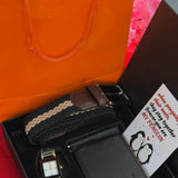 Valentines Men Gift Set with Engraved Watch Belt and Wallet Valentine nen gift Outfit Sets