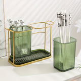 Modern Double Cutlery & Toothbrush Holder with Tray